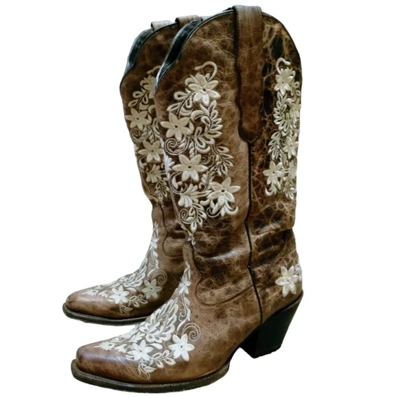 Moreria (Leather) Embroidered Floral Women's Western Boots. Size/9.5 - Picture 9 of 15